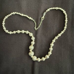 Milor 925 Italy Sterling Graduated Faceted Bead/Ball Necklace 16-18”